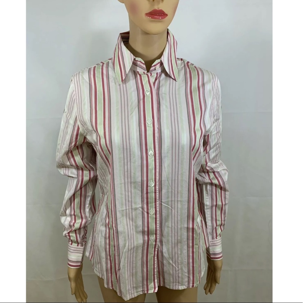 Faconnable Women’s Pink Striped Button Front Shirt
